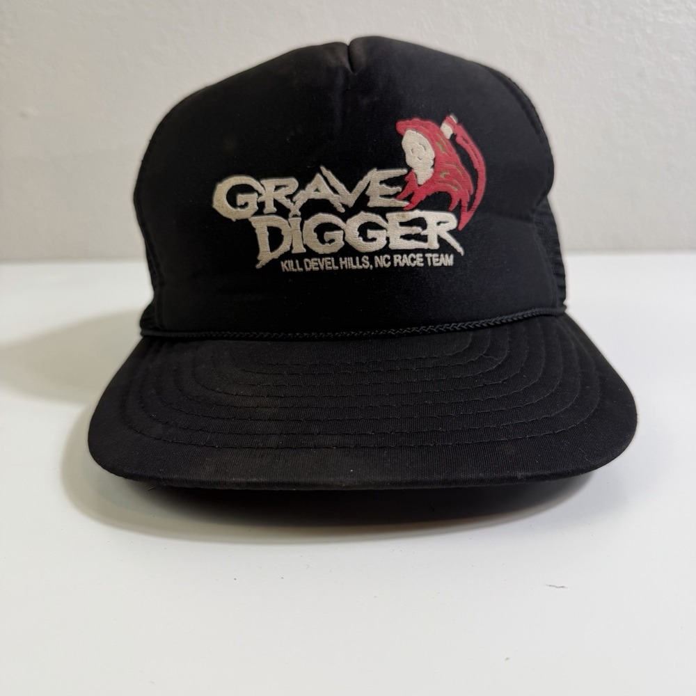 Rare Grave Digger Monster Truck Racing Snapback Hat Devil Hills VTG 90s Error